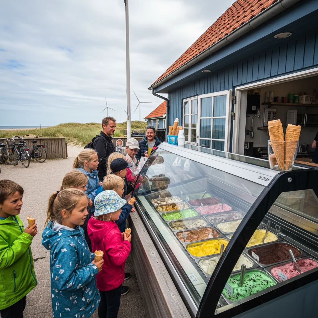 Eisdiele in Løkken mit bunten Sorten