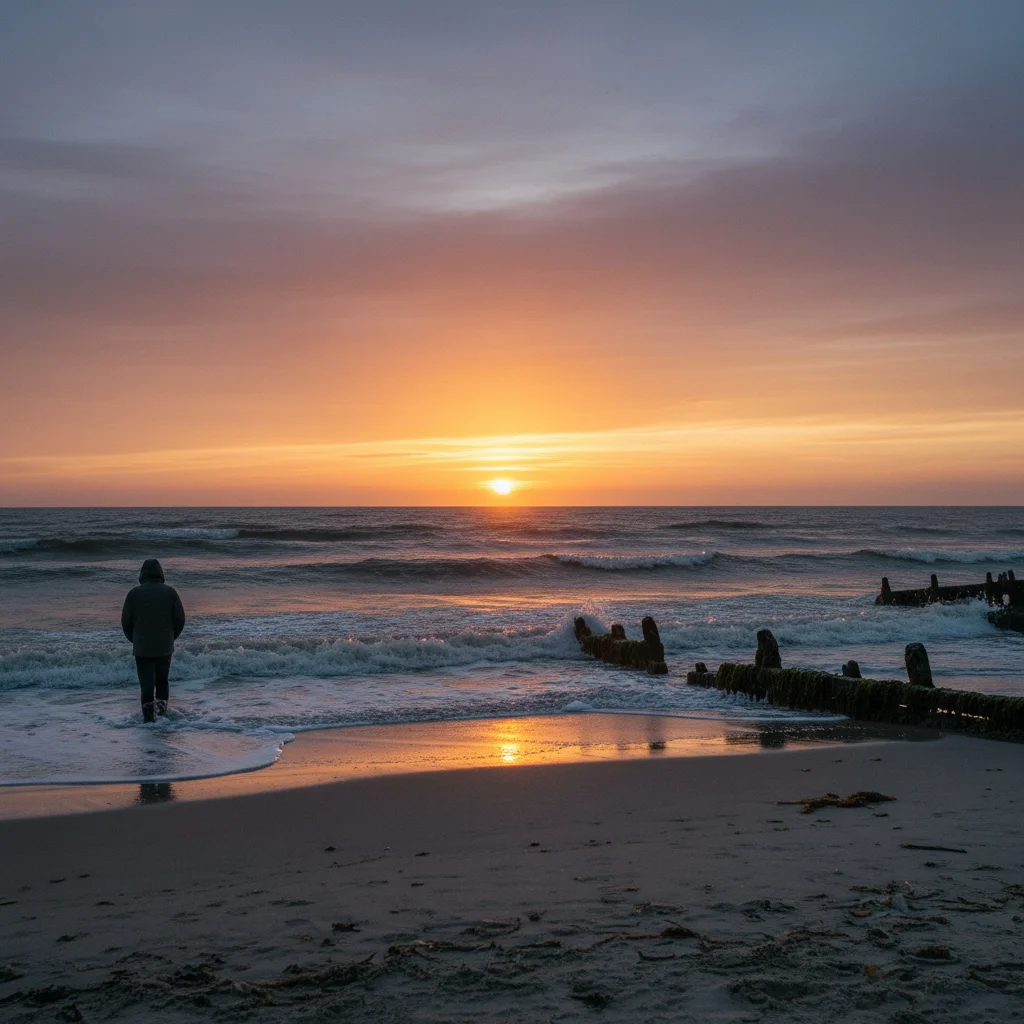 Sonnenuntergang über dem Meer bei Løkken