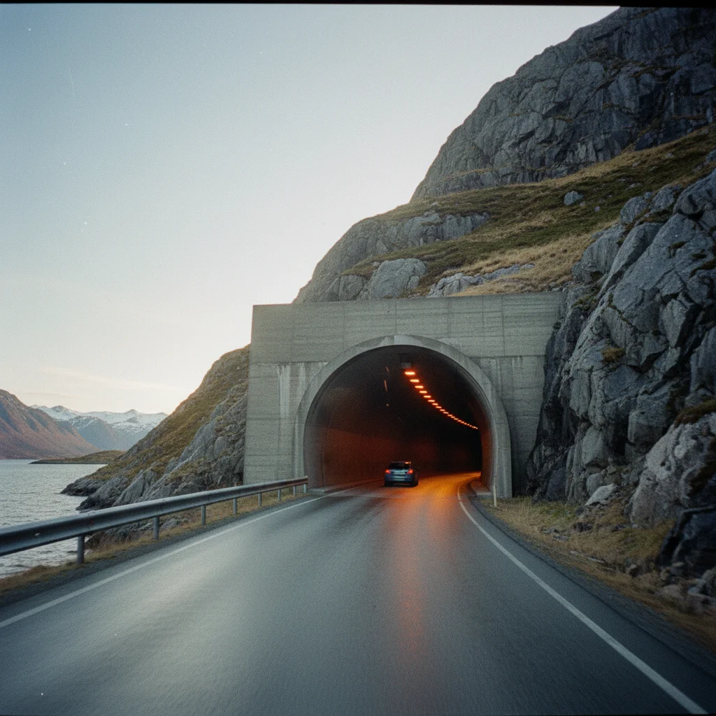 Einfahrt in einen der Tunnel auf den Lofoten