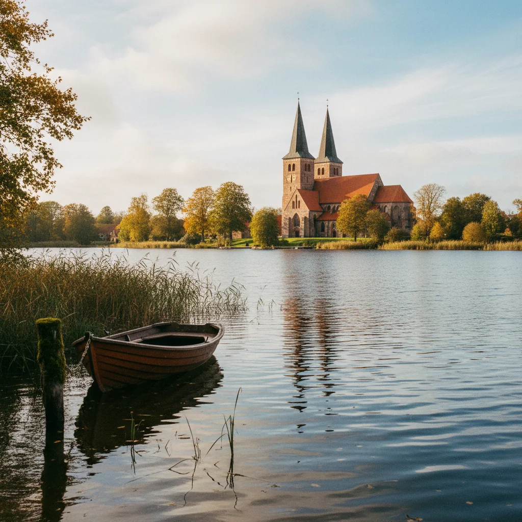 Blick über den Maribo-See mit der Domkirche im Hintergrund