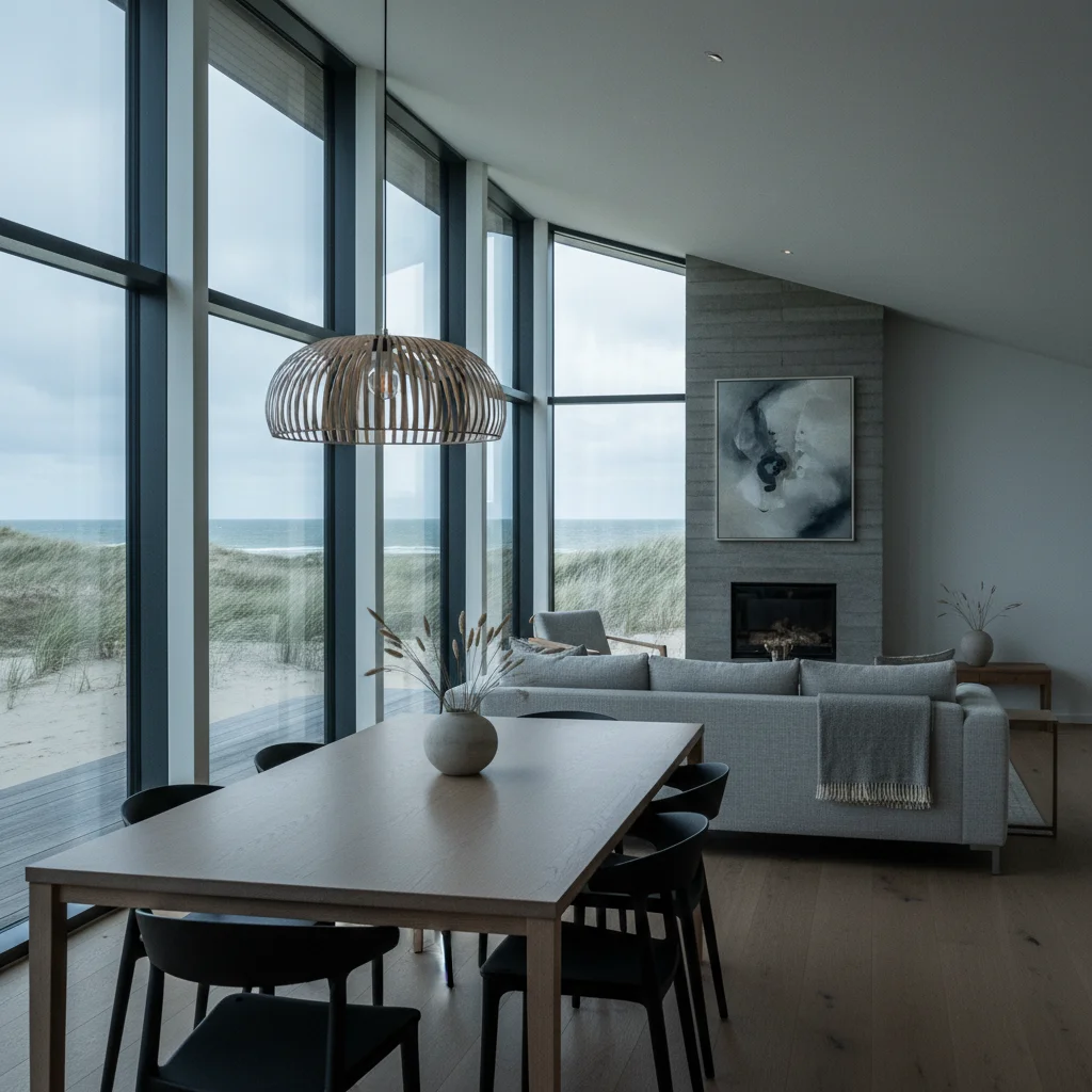 Modernes Interieur eines Luxus-Ferienhauses in Dänemark