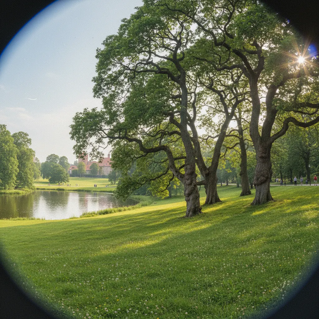Der Slottsparken in Malmö mit grünen Wiesen und alten Bäumen