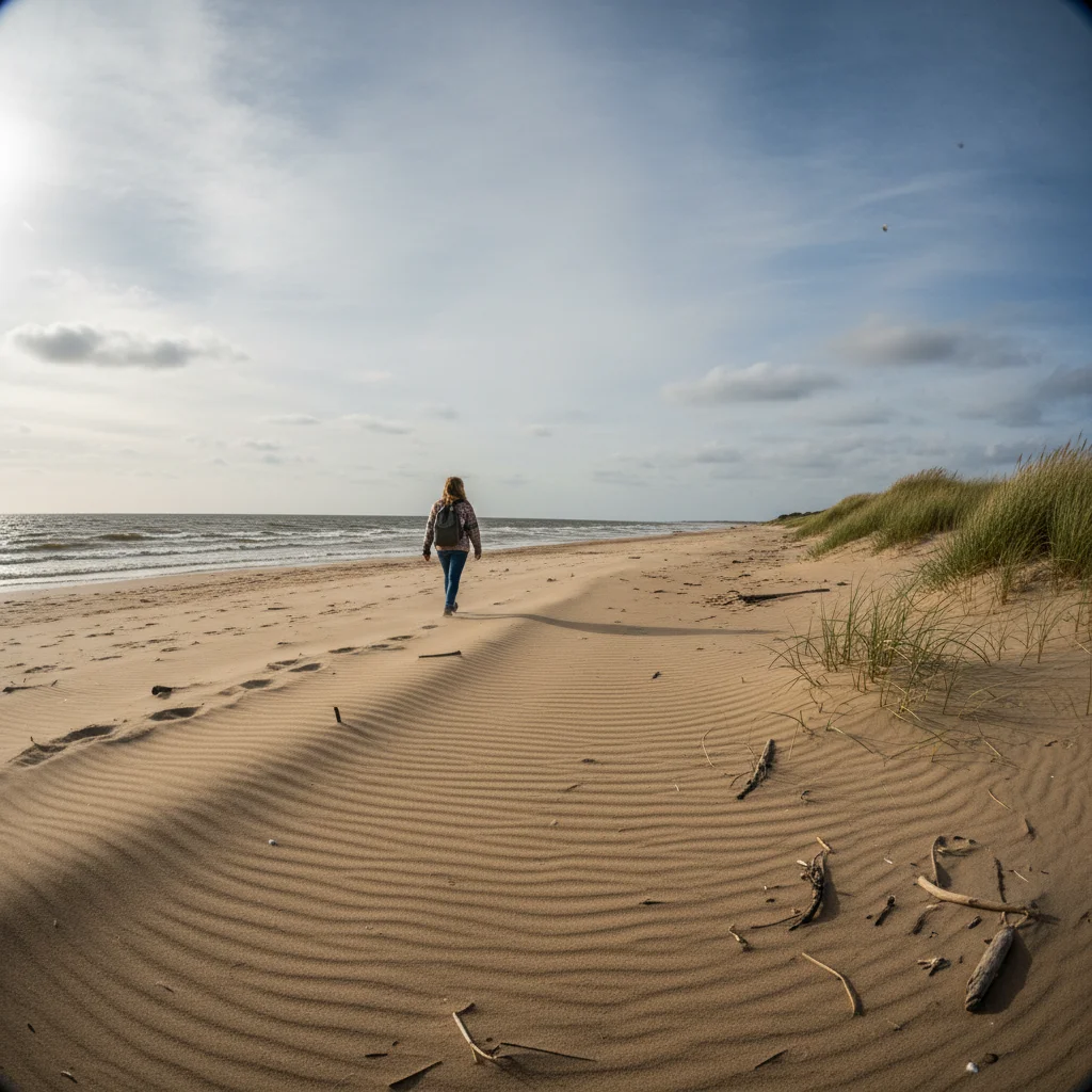 Sjøsanden Strand in Mandal mit weißem Sand und blauem Wasser