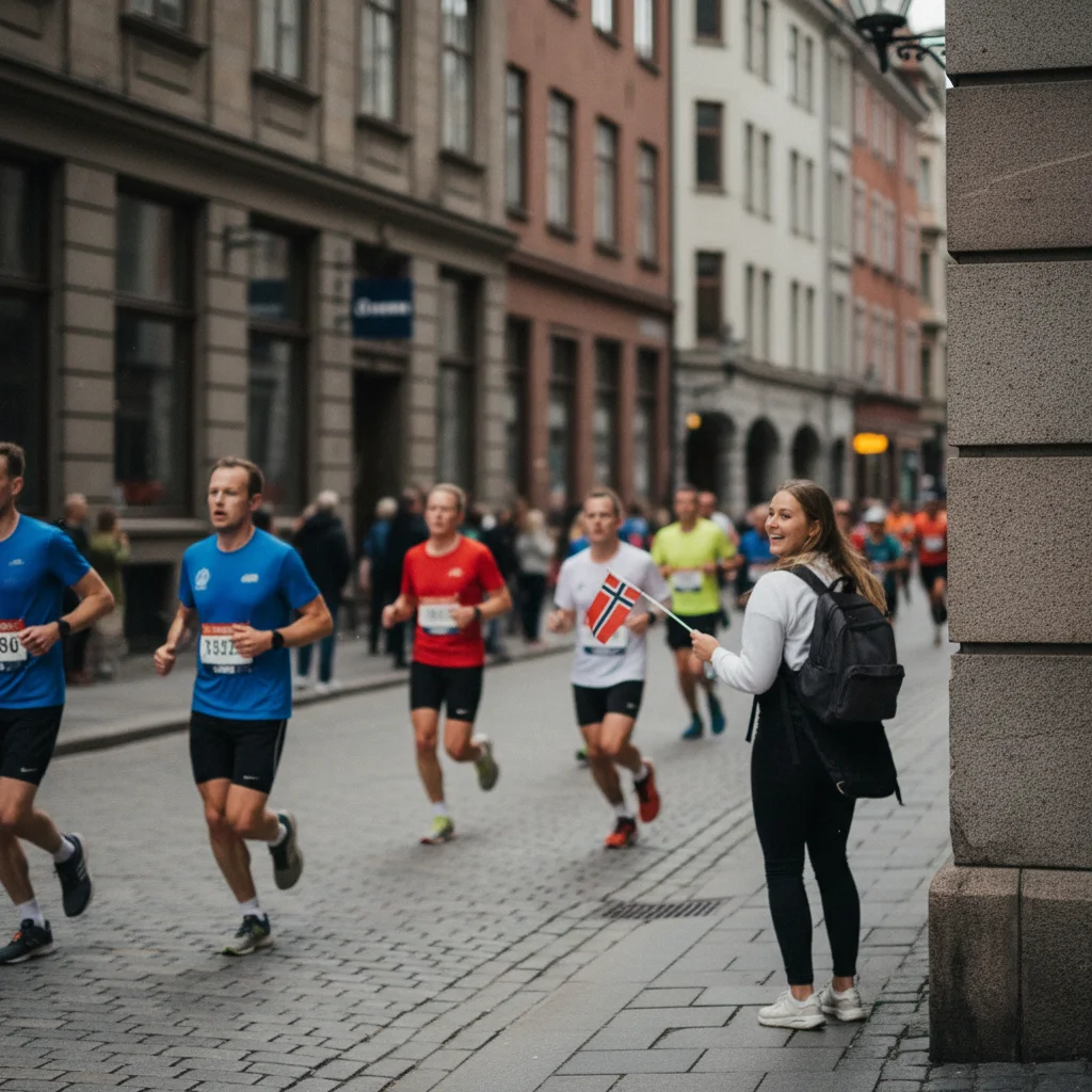 Läufer beim Oslo Marathon in der Innenstadt