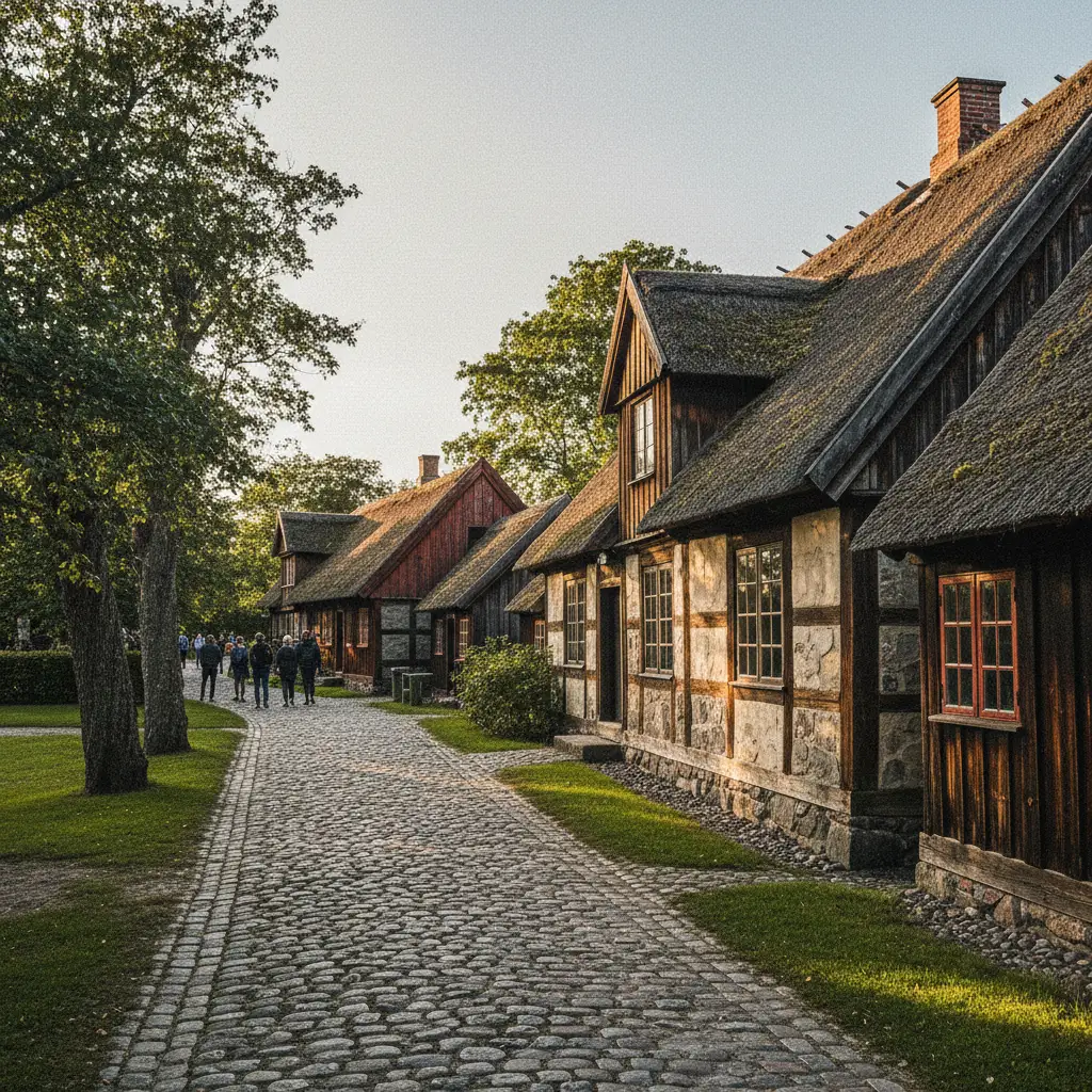 Historische Gebäude im Frilandsmuseum bei Maribo auf Lolland