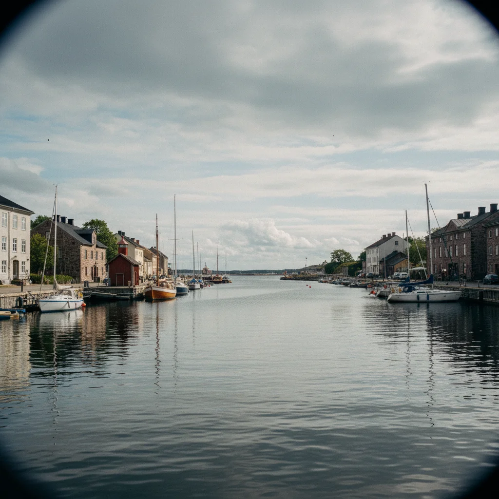 Hafen von Mariehamn mit Segelbooten und Schiffen