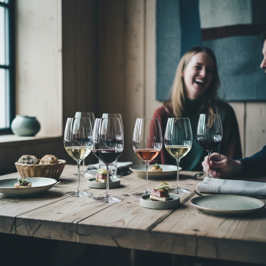 Weinbegleitung zum Menü in einem skandinavischen Sternerestaurant