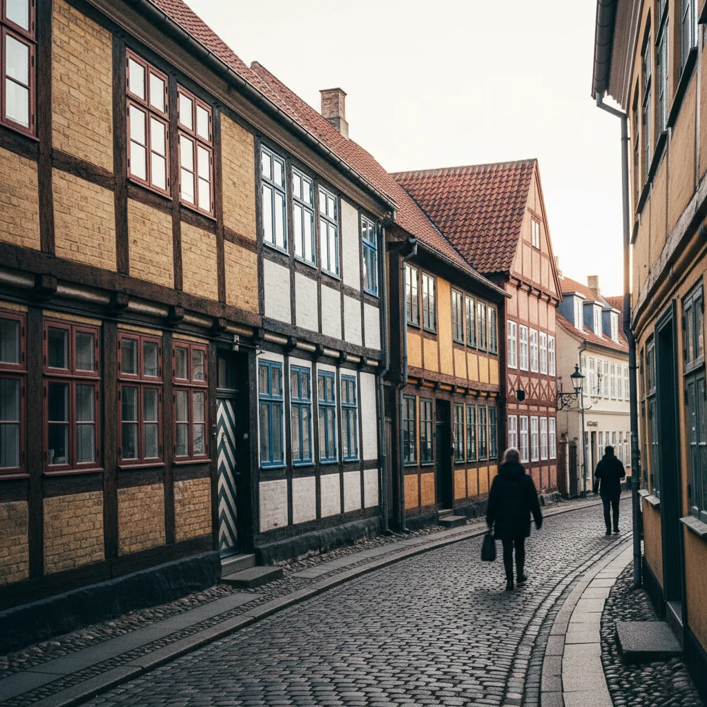 Historische Fachwerkhäuser in der Altstadt von Middelfart