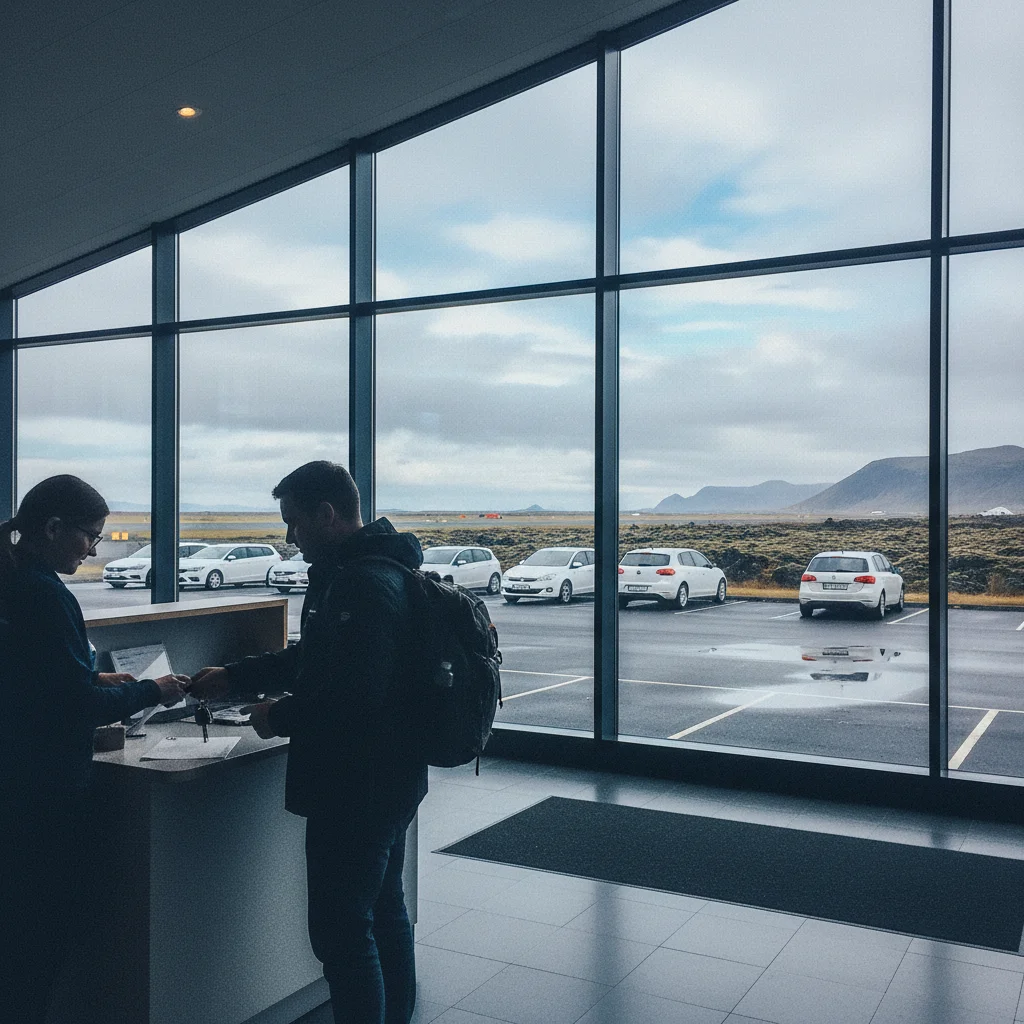 Mietwagenübergabe am Flughafen Keflavík in Island
