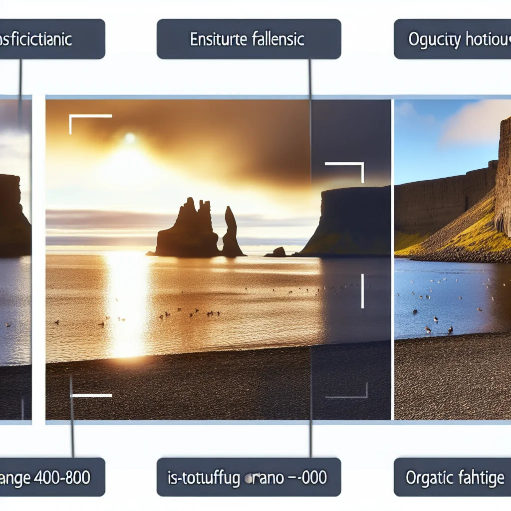 Mitternachtssonne über der isländischen Küste mit goldenem Licht am Horizont