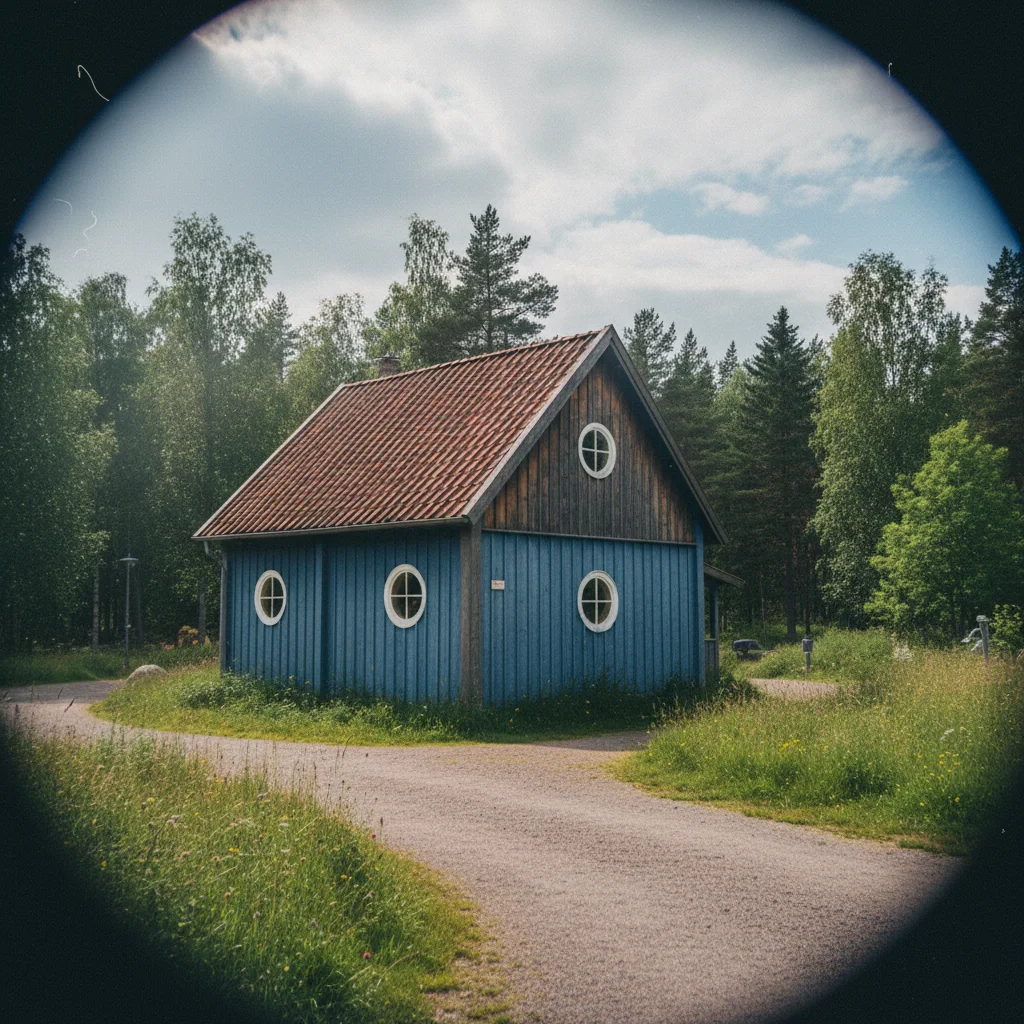 Das blaue Mumin-Haus im Zentrum von Moomin World