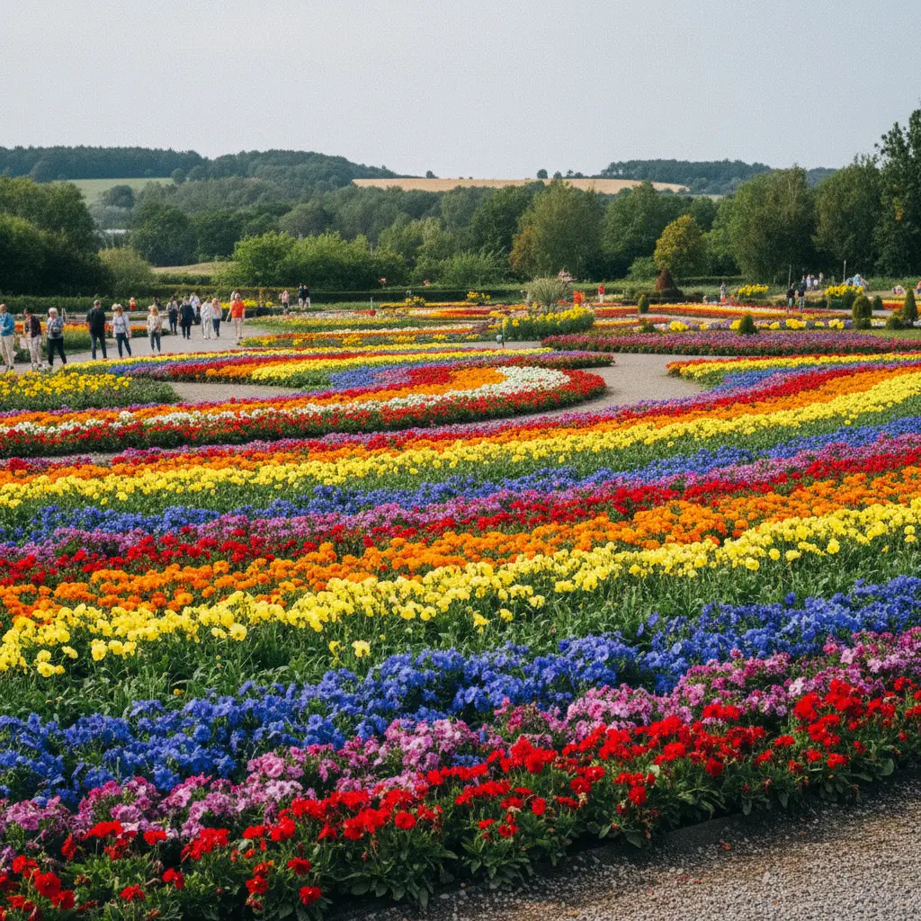 Farbenfrohe Blumenbeete im Jesperhus Blumenpark auf Mors
