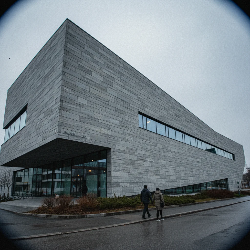 Das neue Munch Museum in Oslo am Bjørvika-Hafenviertel mit seiner markanten schrägen Fassade