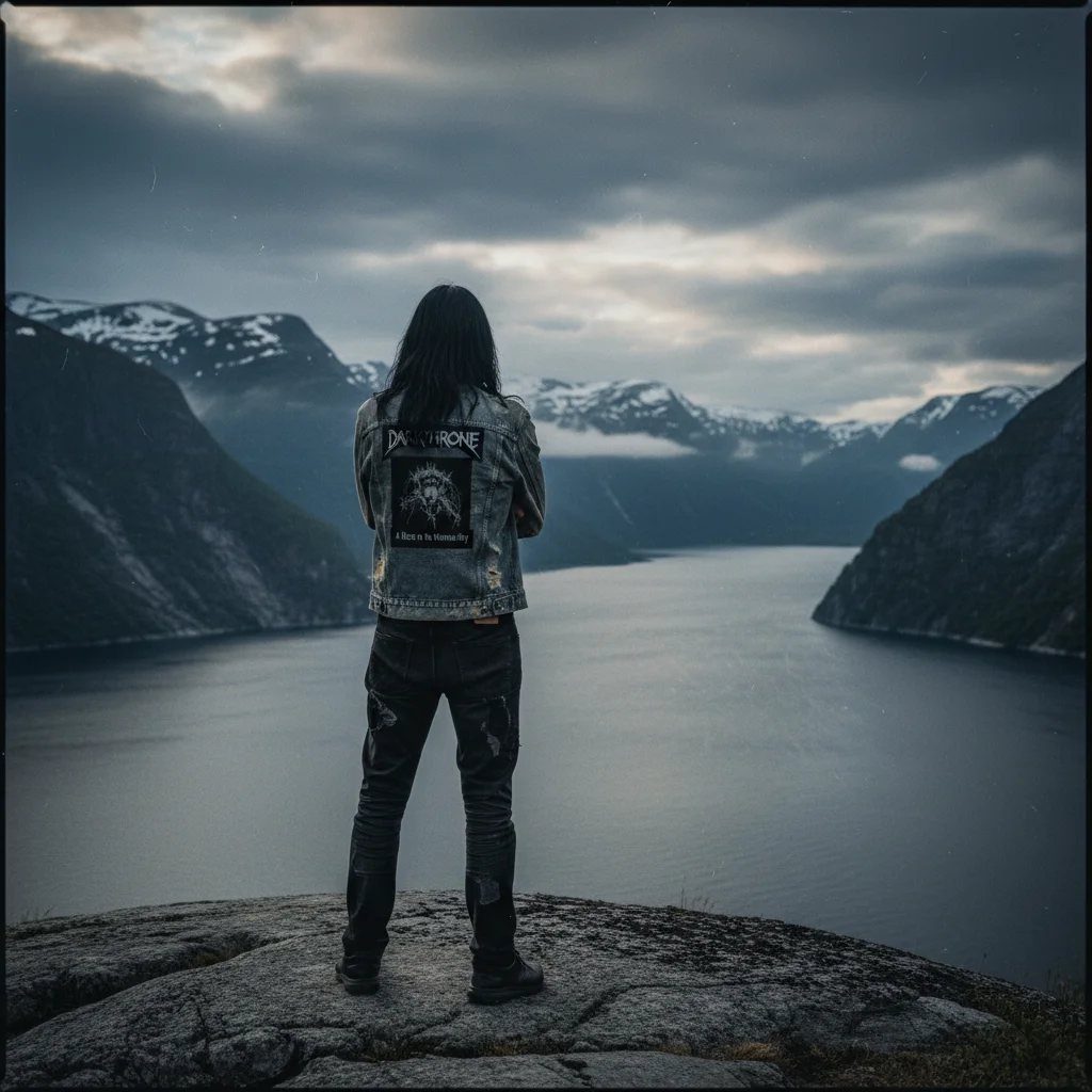 Dunkle, neblige norwegische Waldlandschaft, Inspiration für Black Metal