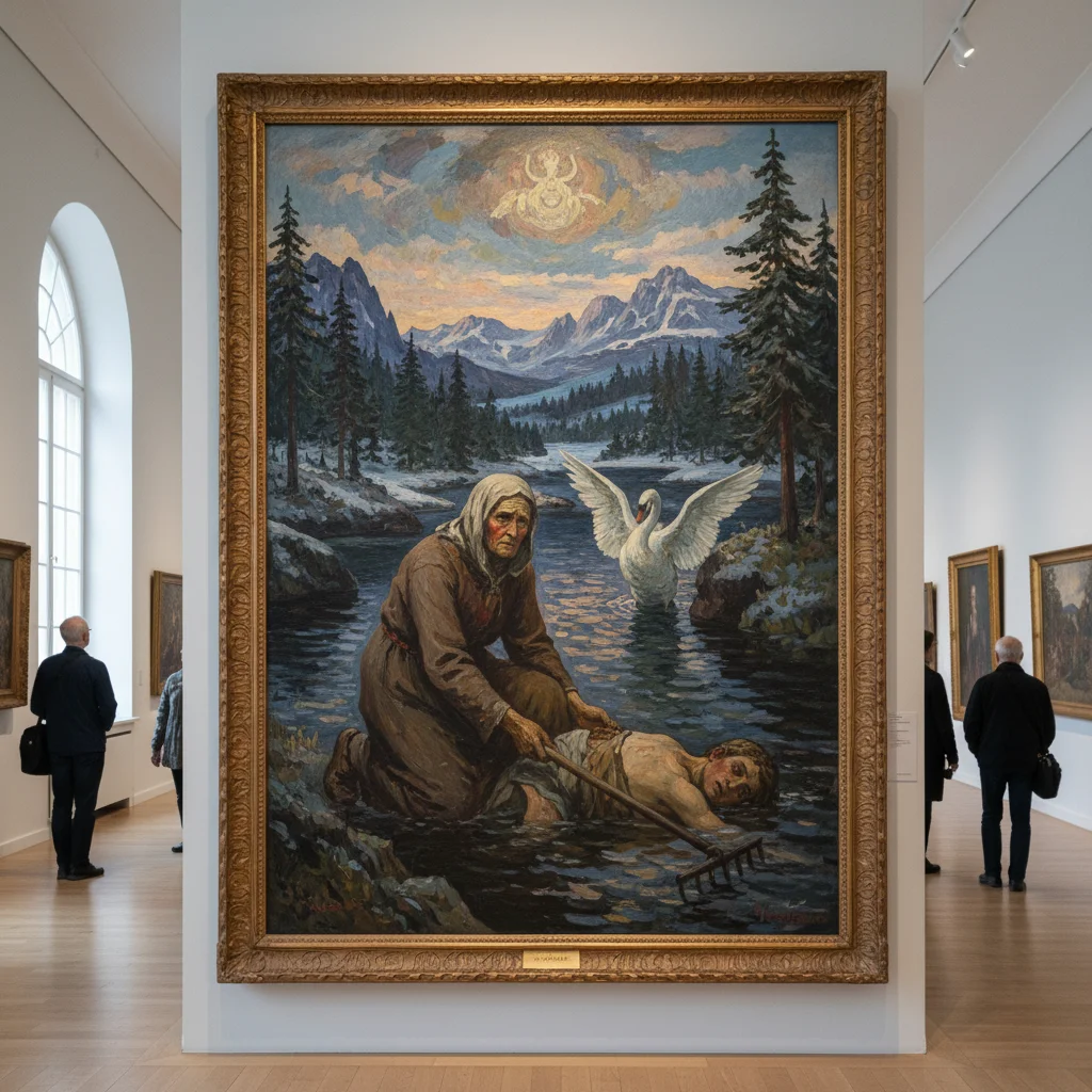 Finnische Kunst inspiriert von der Kalevala-Mythologie