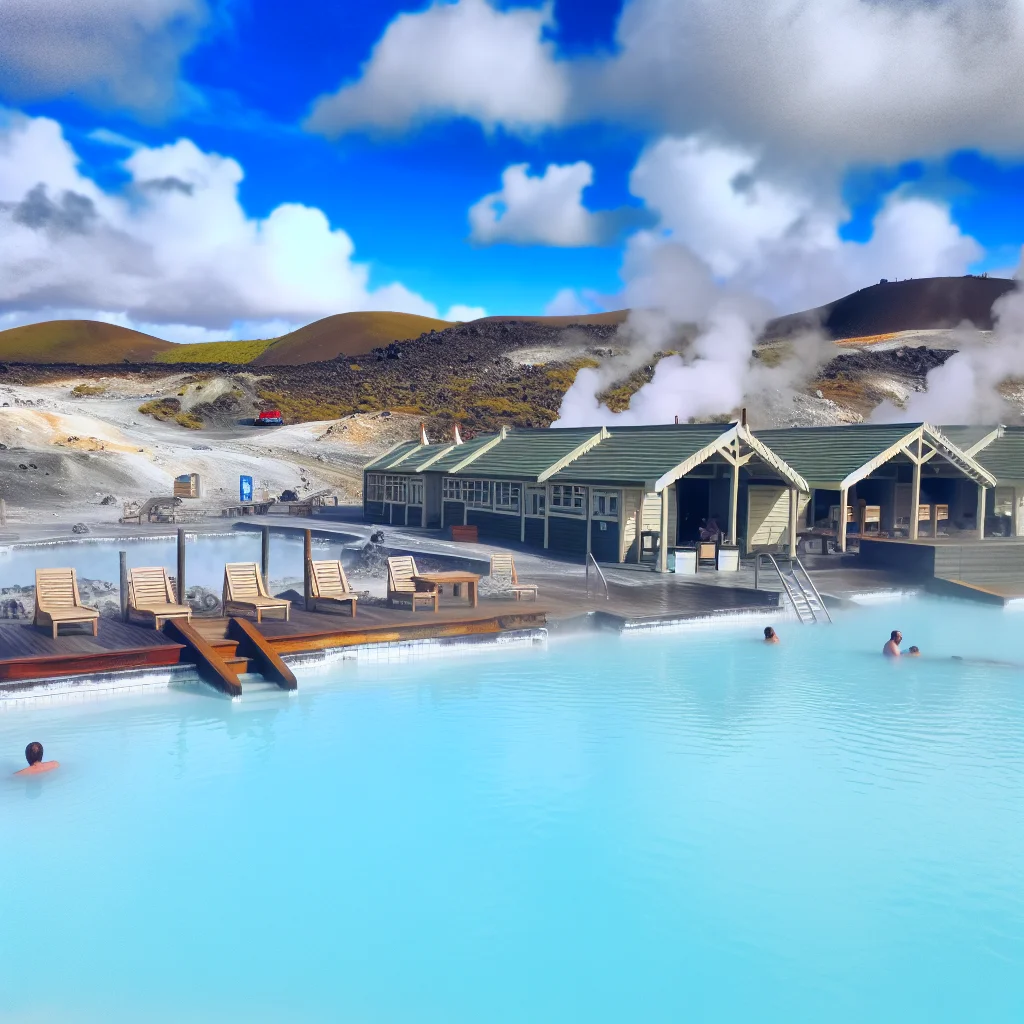 Mývatn Nature Baths mit Blick über die Vulkanlandschaft