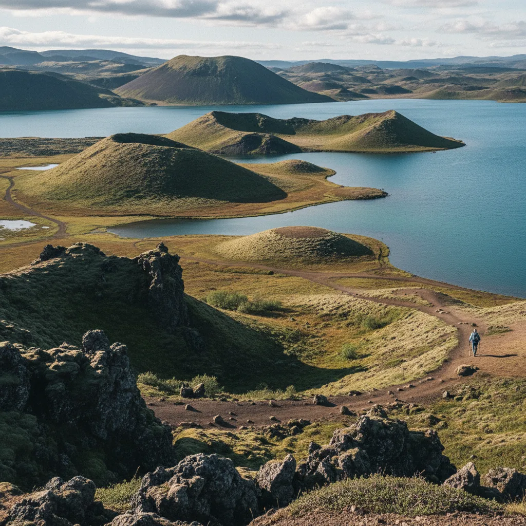 Pseudokrater am Südufer des Mývatn-Sees in Nordisland