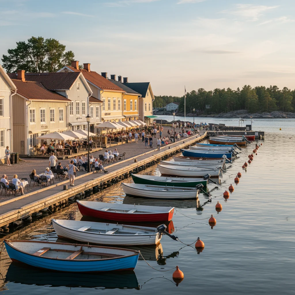 Der Gasthafen von Naantali mit Segelbooten und Altstadt