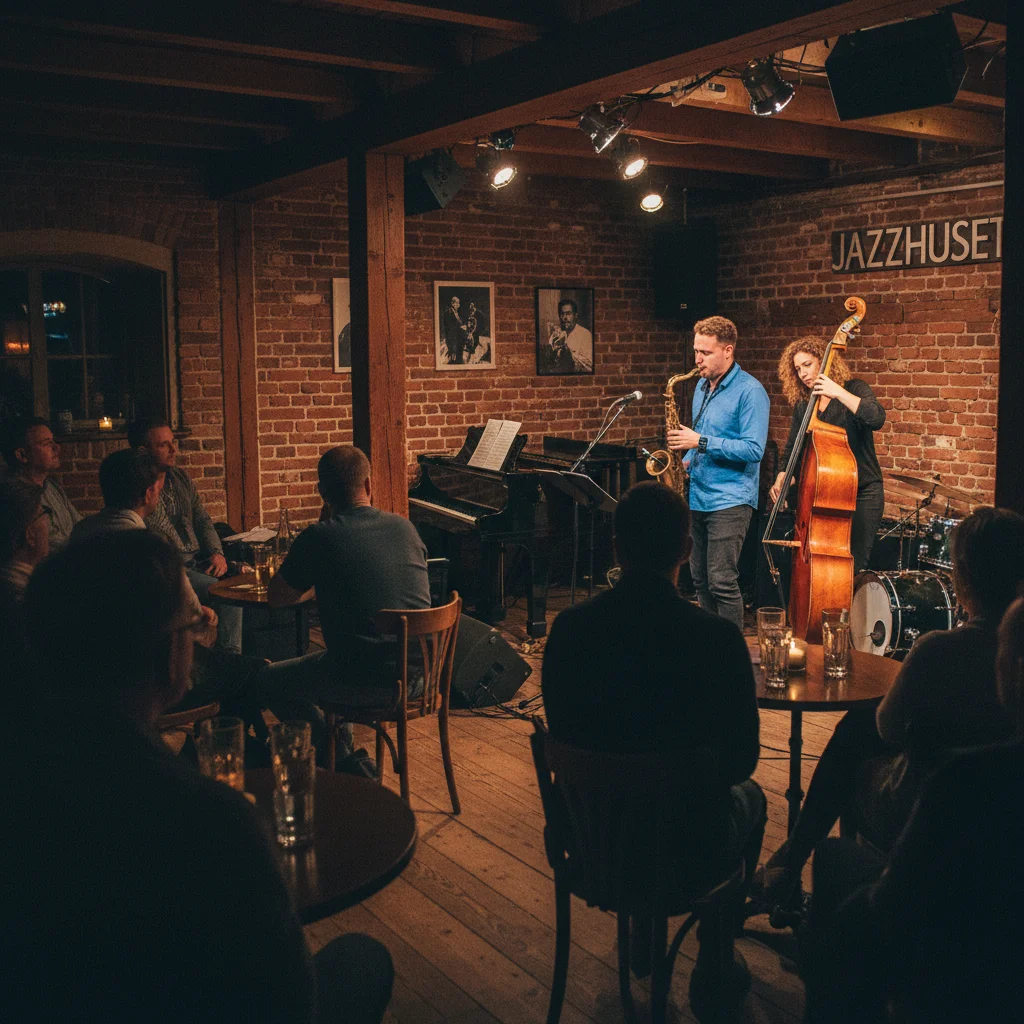 Jazzclub in Kopenhagen mit Live-Band auf der Bühne