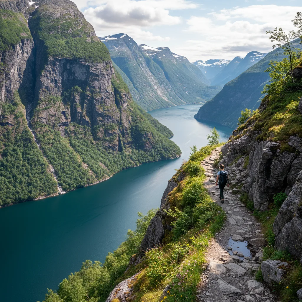 Wanderweg mit Blick auf den Nærøyfjord