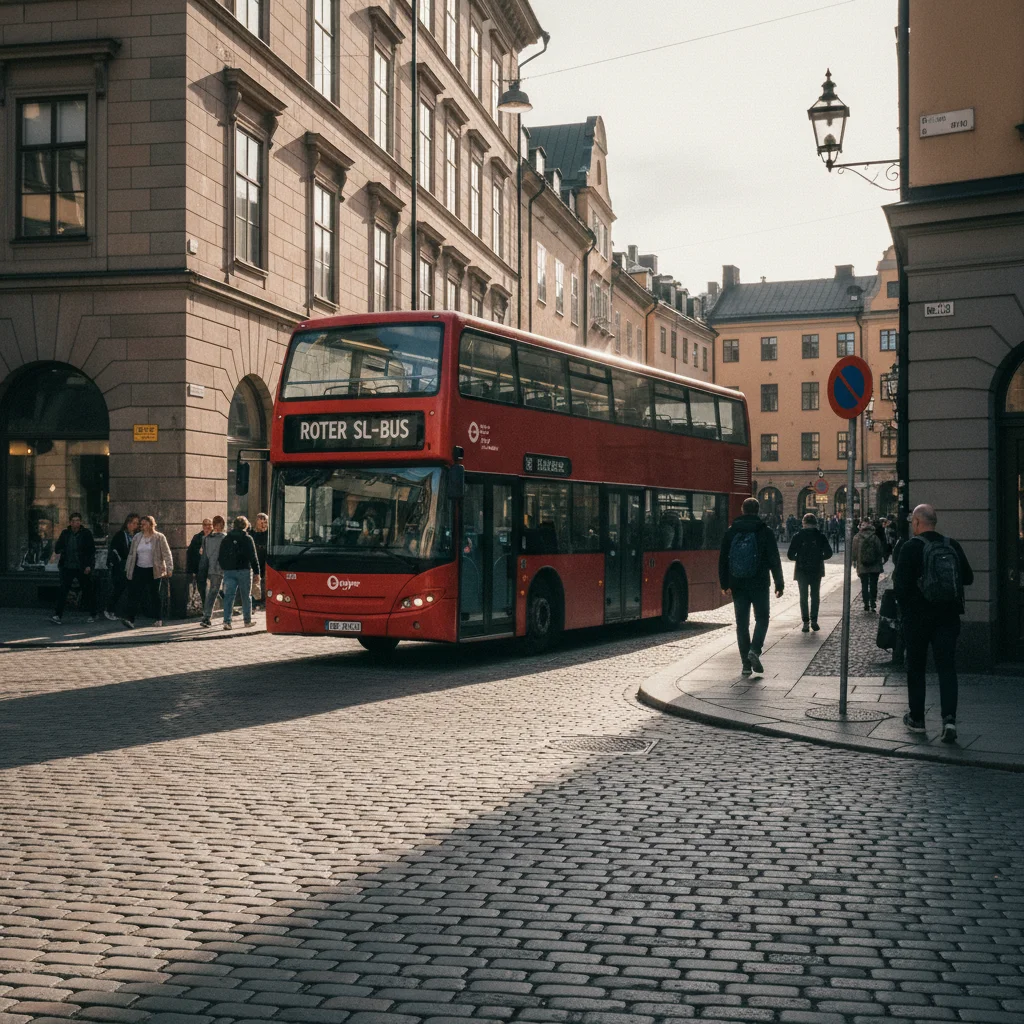 Roter SL-Bus auf einer Stockholmer Straße