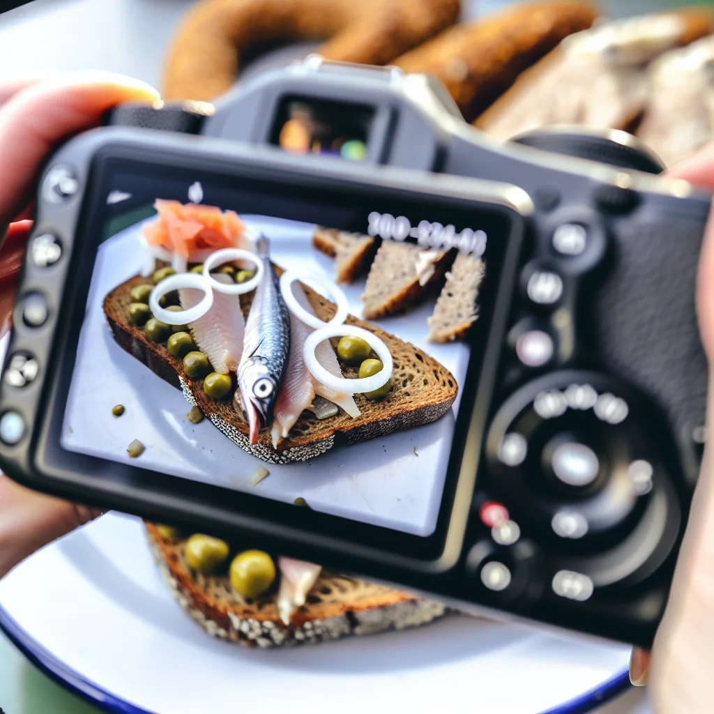 Kunstvoll angerichtetes Smørrebrød im Stil der New Nordic Cuisine