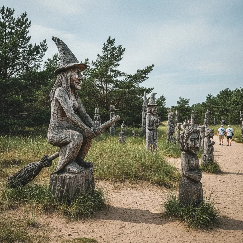 Holzskulpturen am Hexenberg bei Juodkrantė auf der Kurischen Nehrung