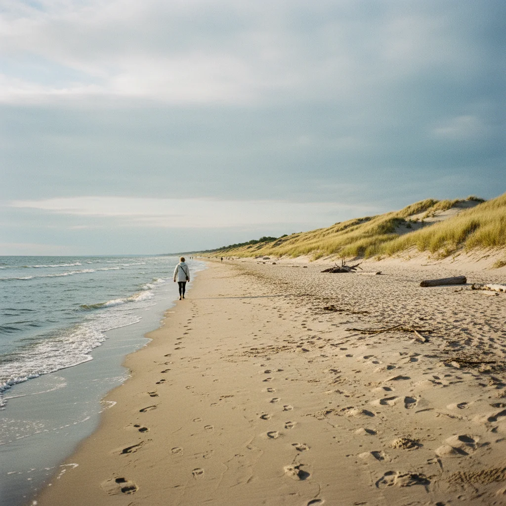 Weiter Sandstrand an der Ostseeseite der Kurischen Nehrung bei Nida