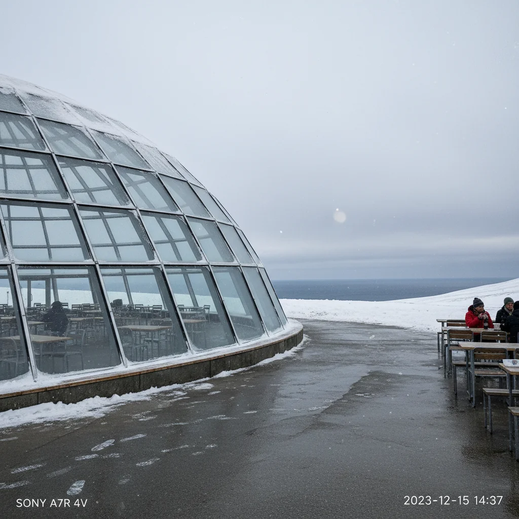 Die Nordkaphalle am Nordkap im Winter