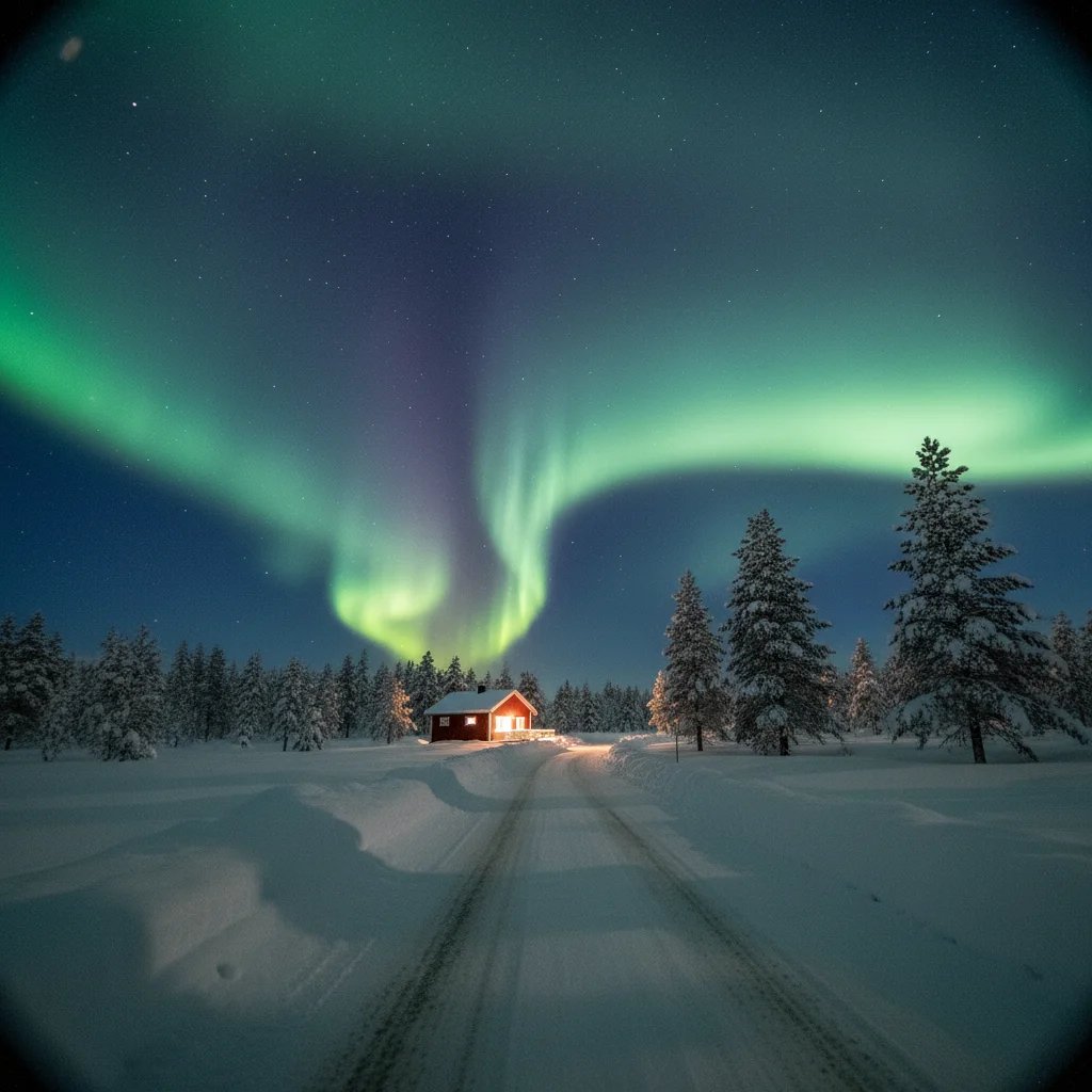 Nordlichter über dem Nordkap im Winter
