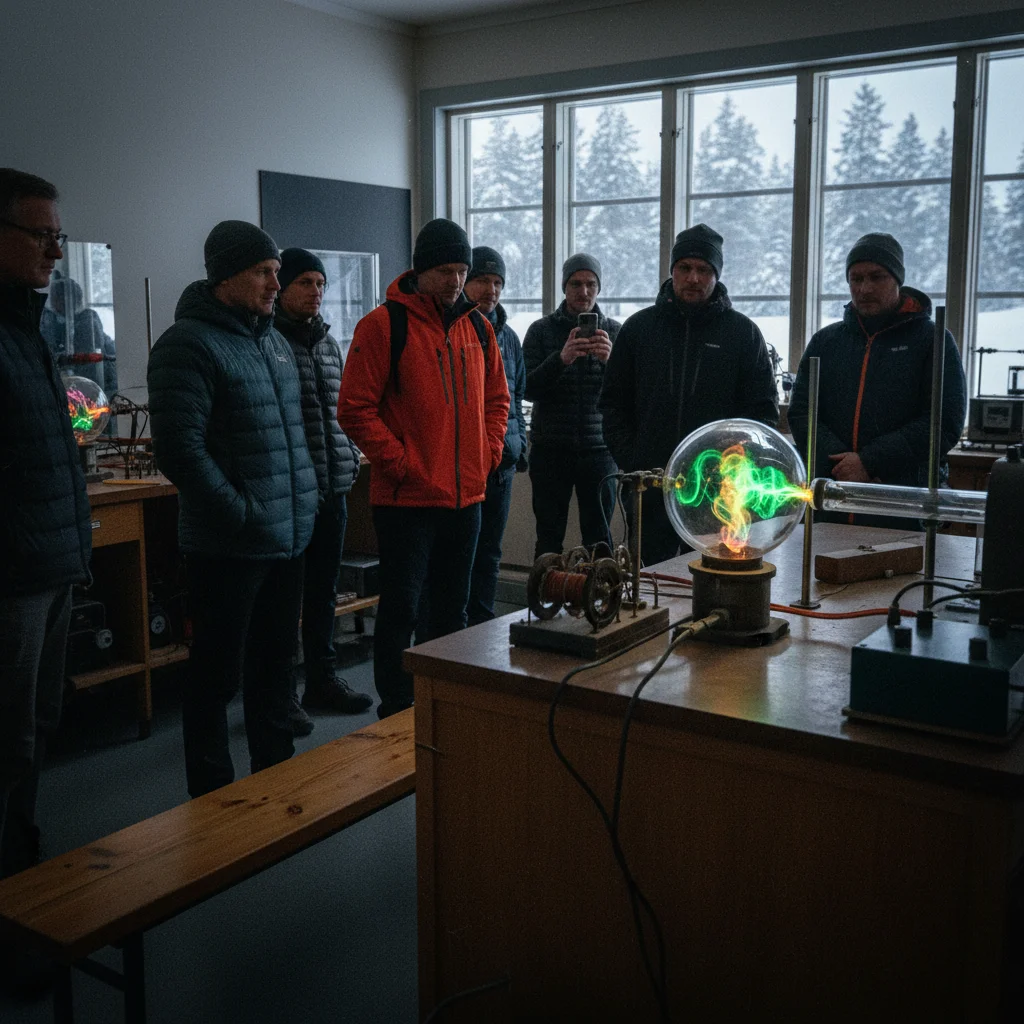 Nachbildung der Terrella von Kristian Birkeland im Polarlichtexperiment