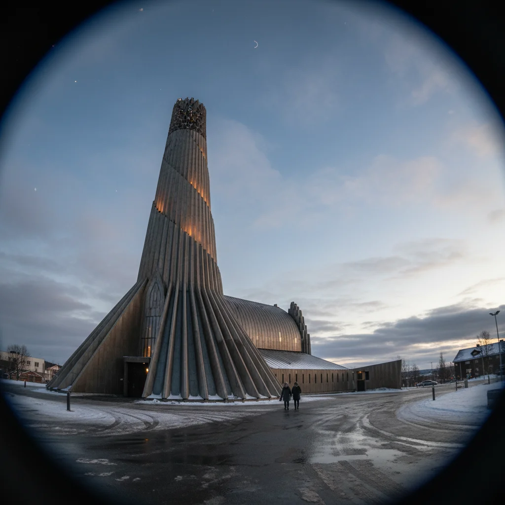 Panoramablick auf Alta mit der Nordlichtkathedrale im Zentrum