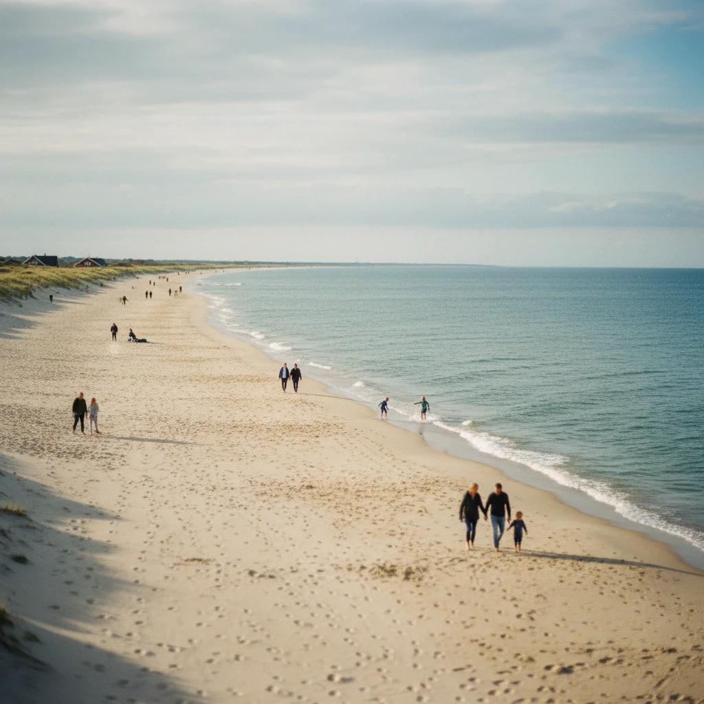 Breiter Sandstrand von Hornbæk an der Nordküste Seelands