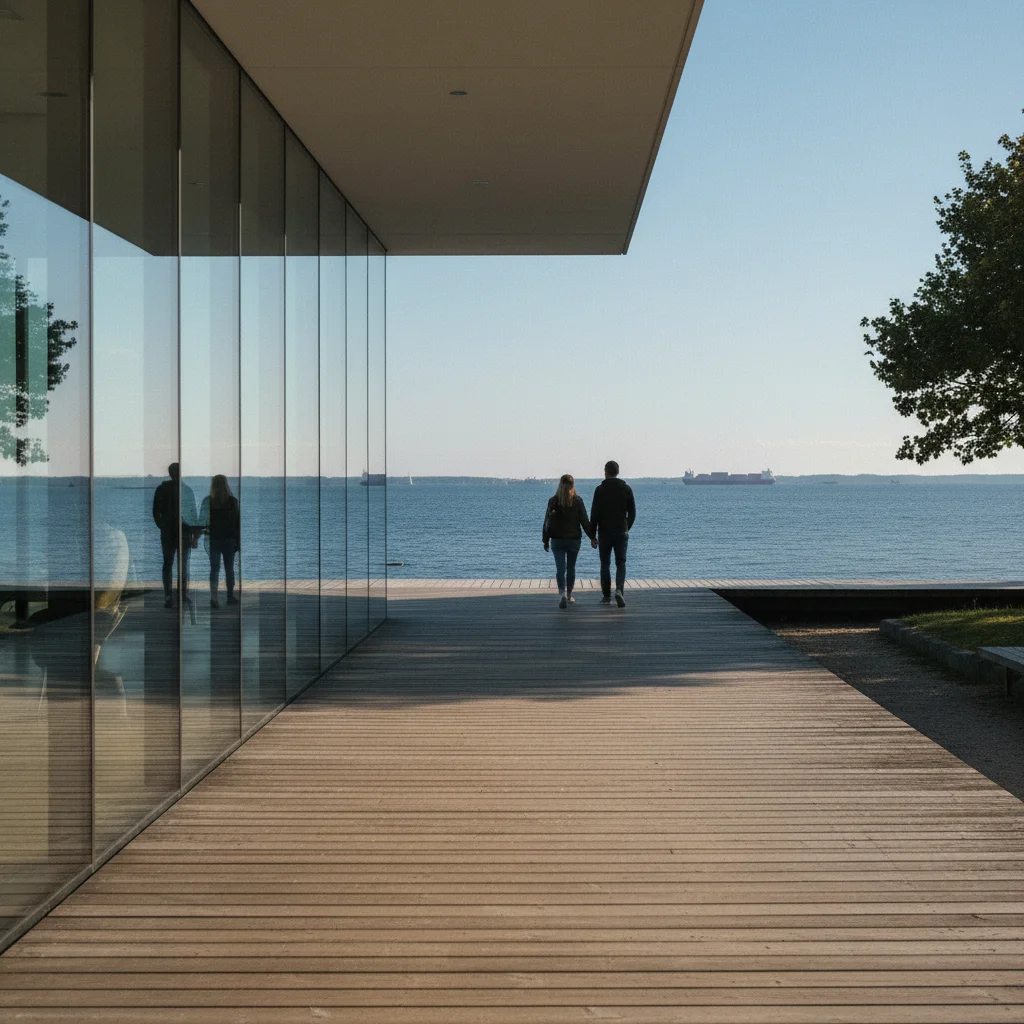 Louisiana Museum of Modern Art in Humlebæk mit Blick auf den Øresund