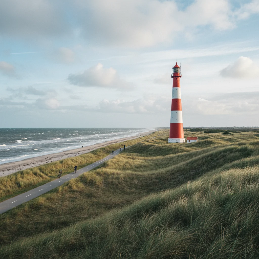 Leuchtturm an der dänischen Nordseeküste am Nordseeradweg