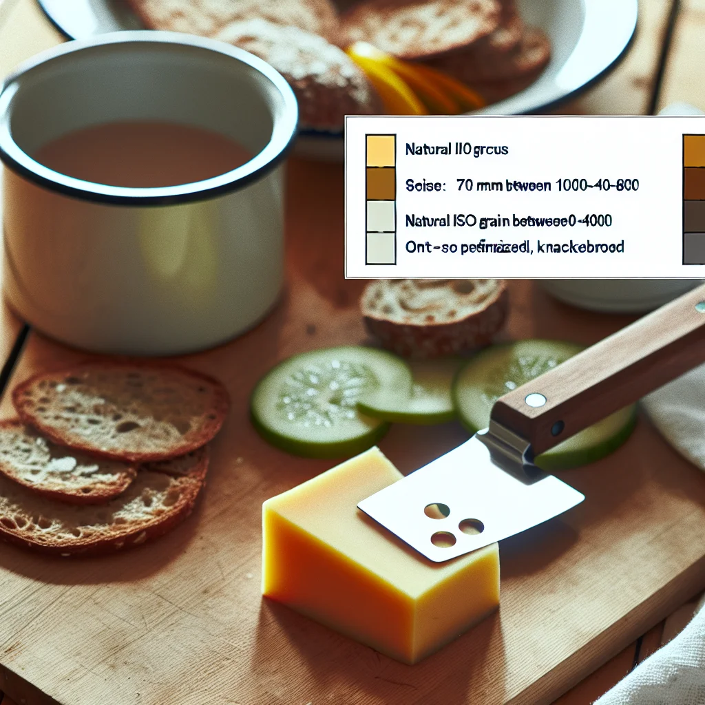 Norwegischer Brunost (brauner Käse) auf einem Holzbrett mit Käsehobel