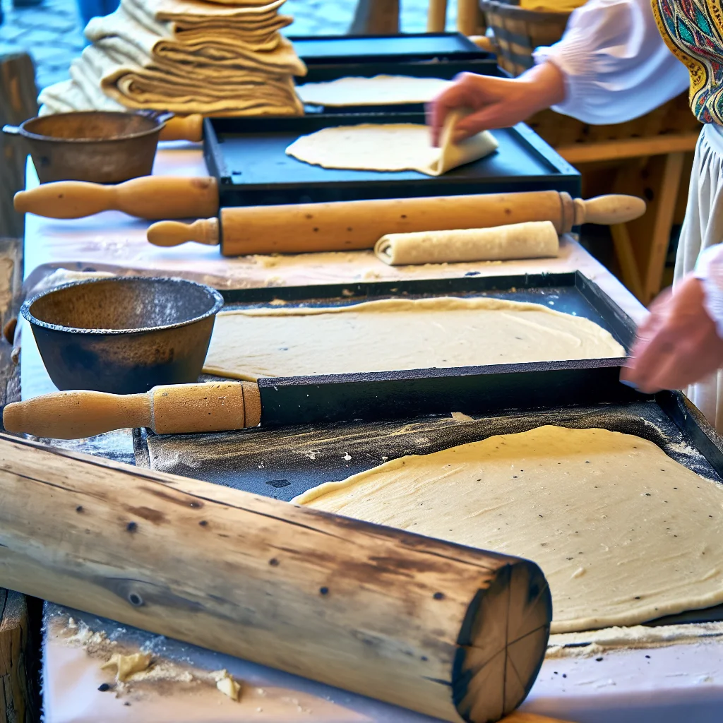Traditionelle norwegische Lefse wird auf einer Takke gebacken