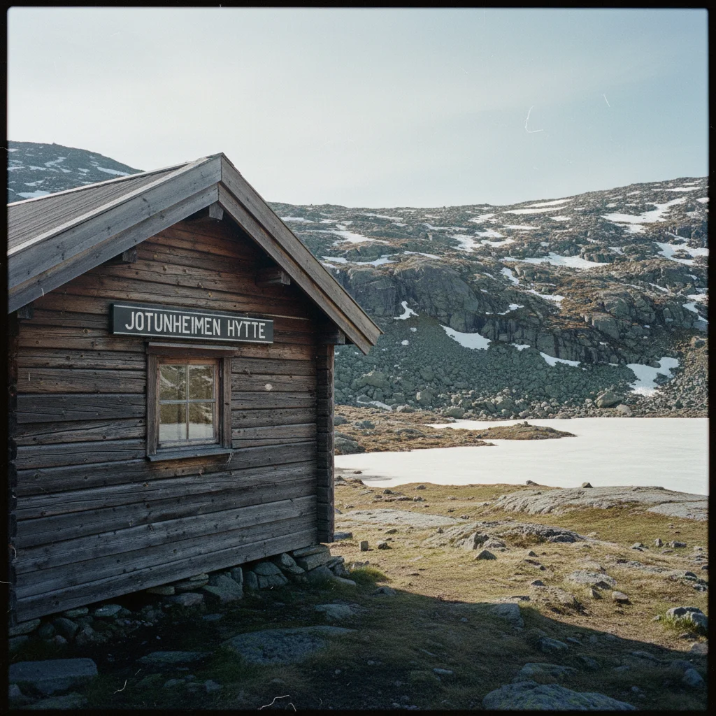 DNT-Huette in Jotunheimen mit Bergen im Hintergrund