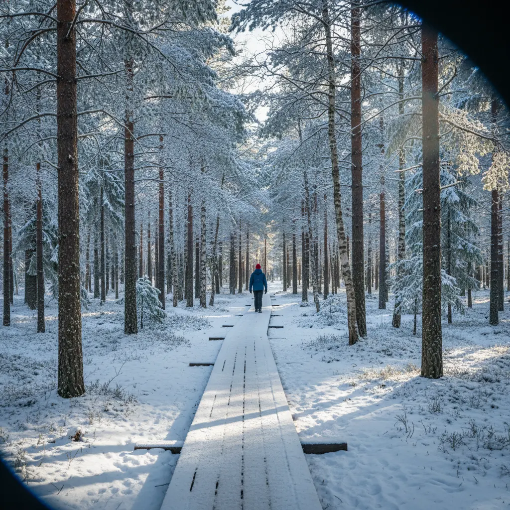 Verschneiter Wald im Nuuksio Nationalpark im Winter