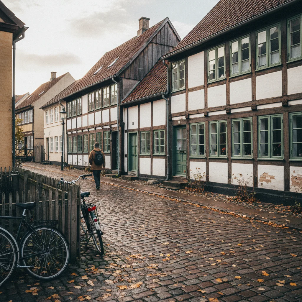 Historische Fachwerkhäuser in der Altstadt von Nyborg
