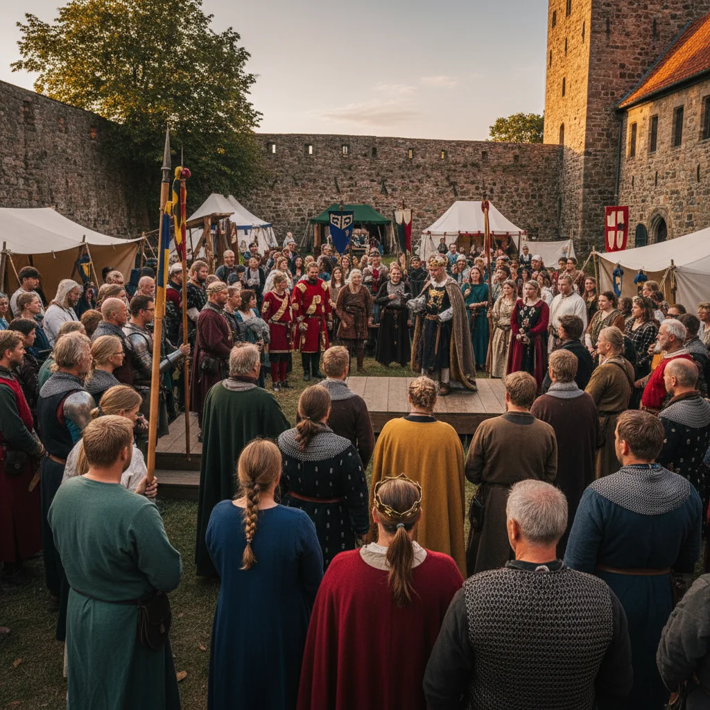 Historische Darstellung des Danehof in Nyborg