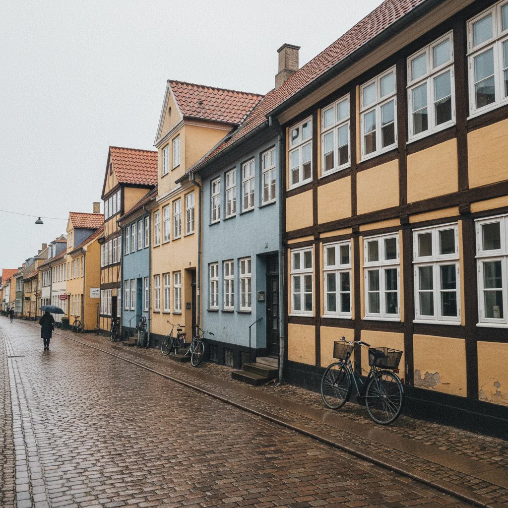 Historische Fachwerkhäuser in der Altstadt von Nykøbing Falster