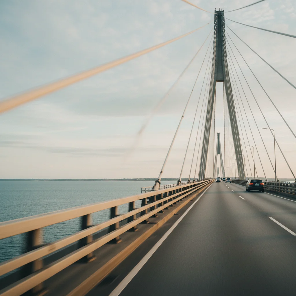 Autofahrt über die Øresundbrücke mit Blick auf den Øresund