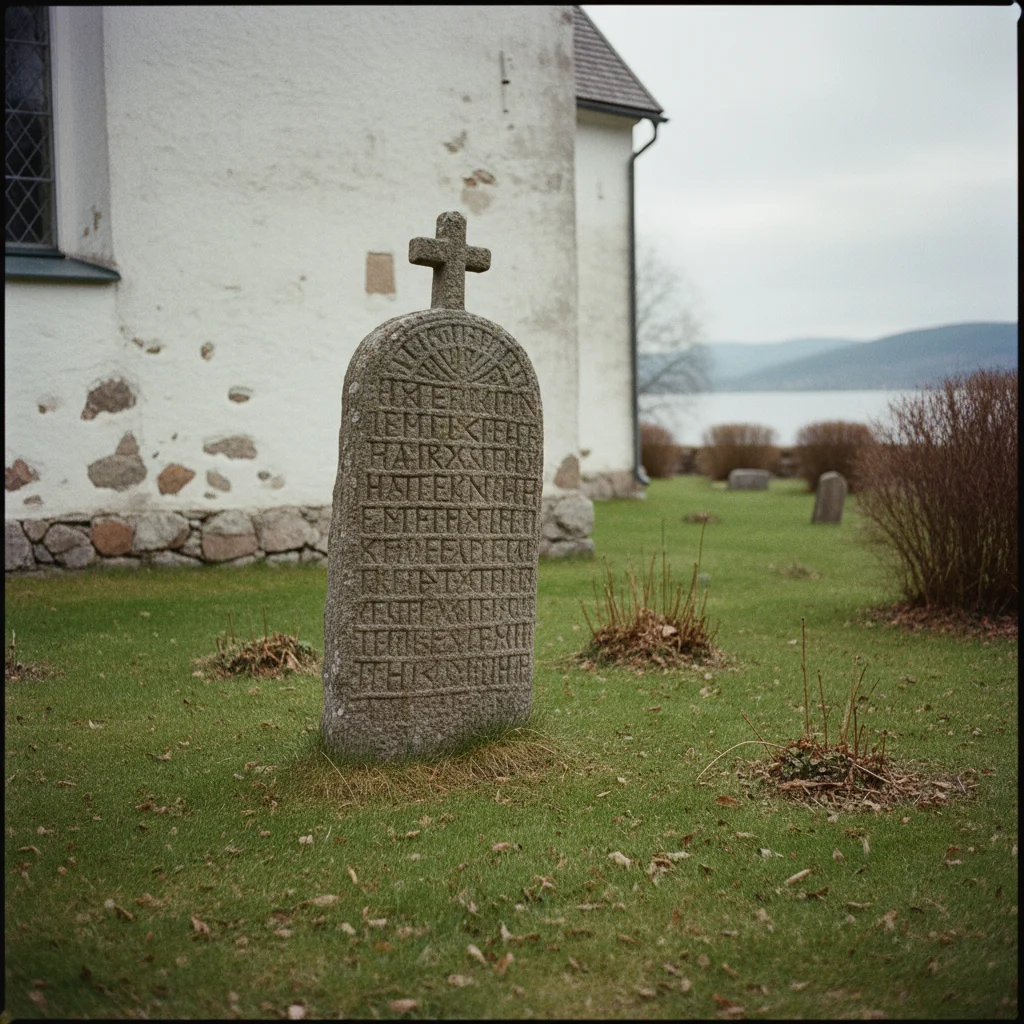 Der Frösö-Runenstein auf der Insel Frösön bei Östersund