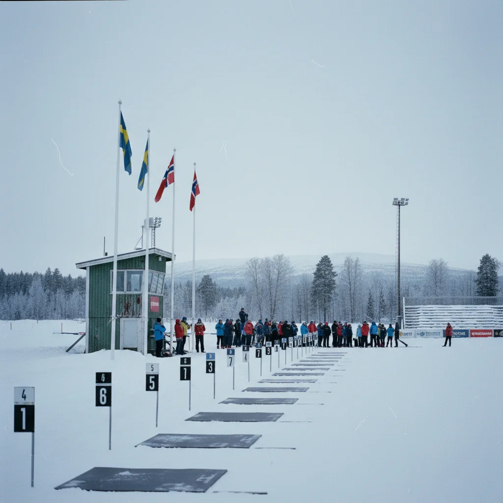 Die Biathlon-Arena von Östersund im Winter