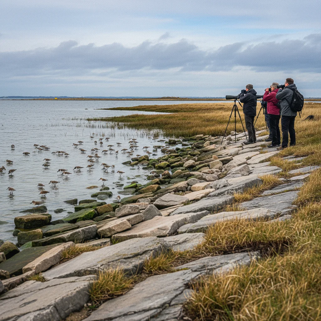 Vogelbeobachtung auf der Insel Omø, Watvögel an der Küste