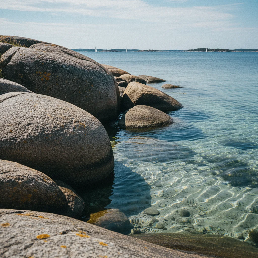 Granitfelsen und klares Wasser bei den Hvaler-Inseln am Oslofjord