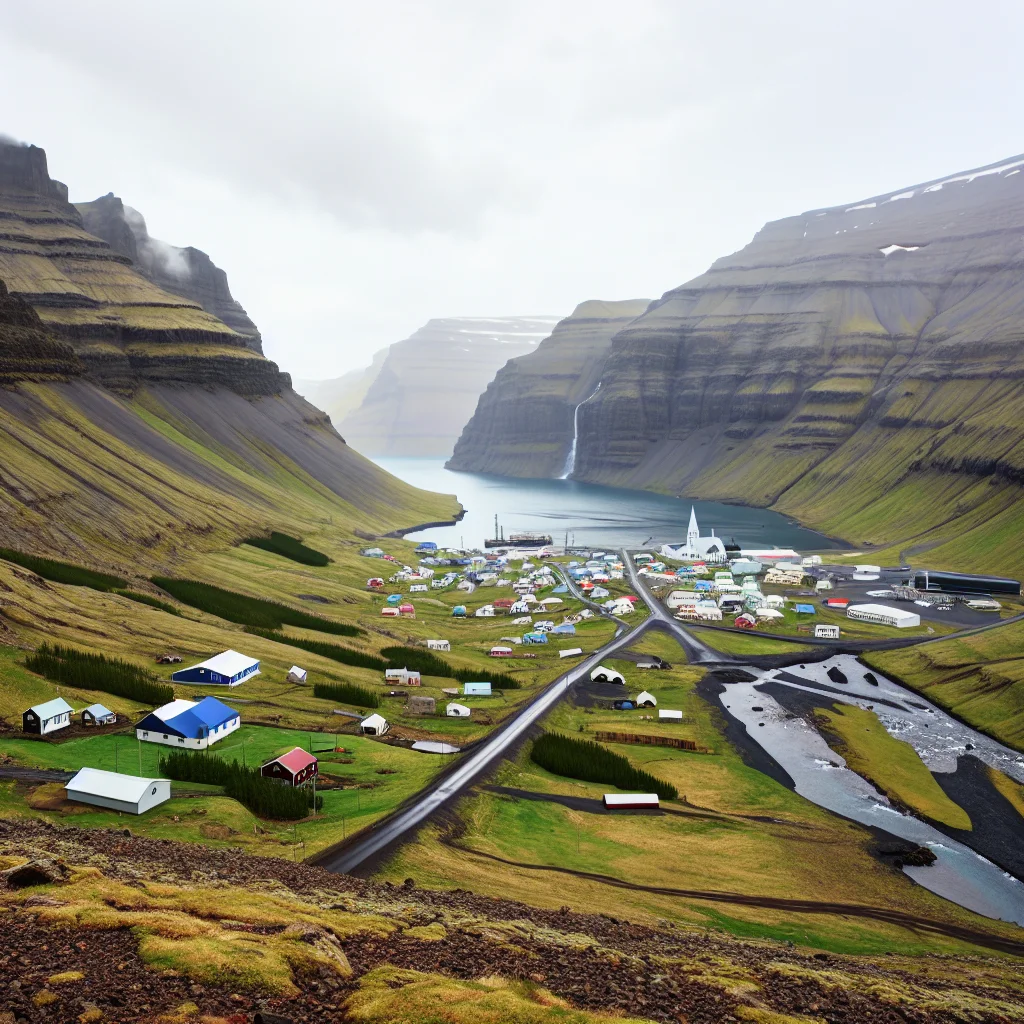 Panoramablick über den Fjord von Seyðisfjörður in Ostisland