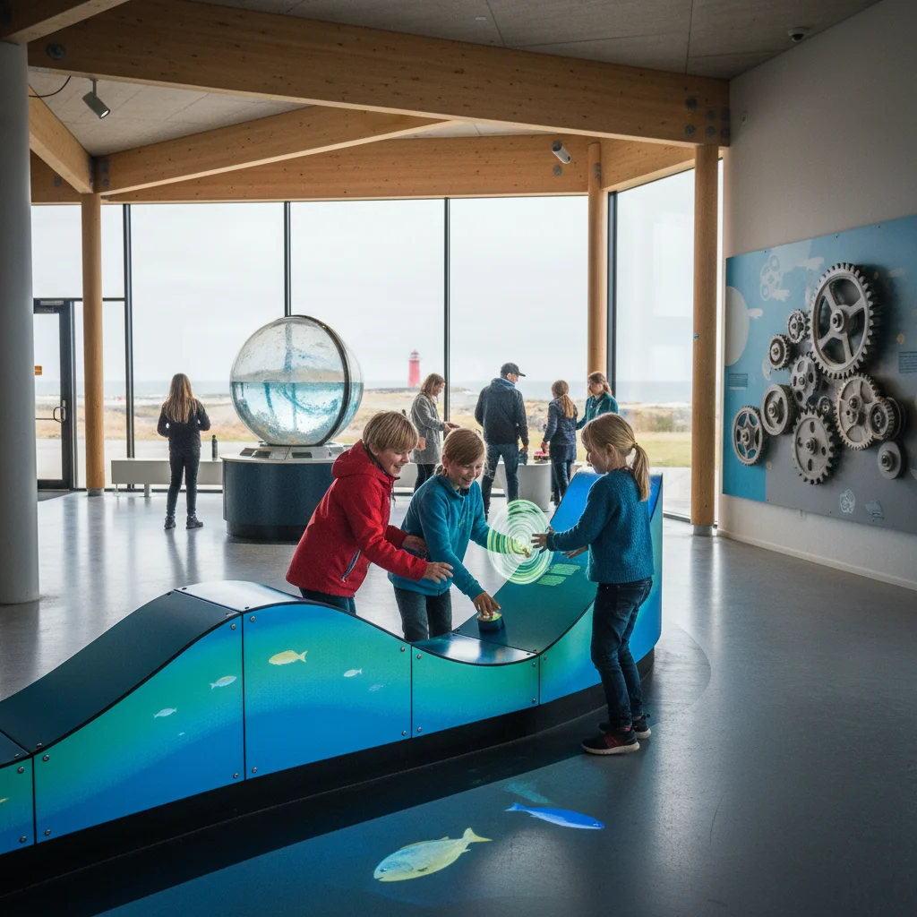 Kinder experimentieren in einem interaktiven Museum an der Ostsee