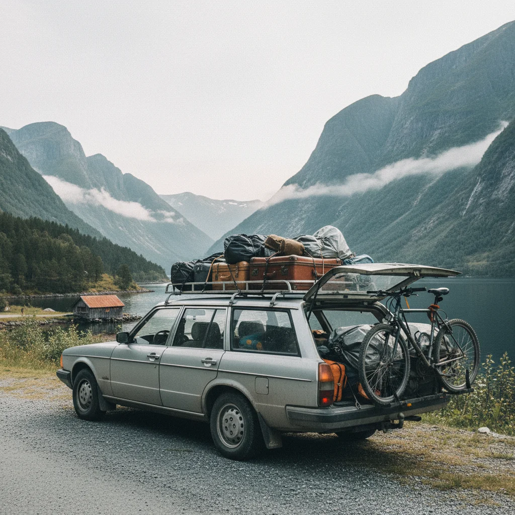 Auto mit Gepäck bereit für die Norwegenreise